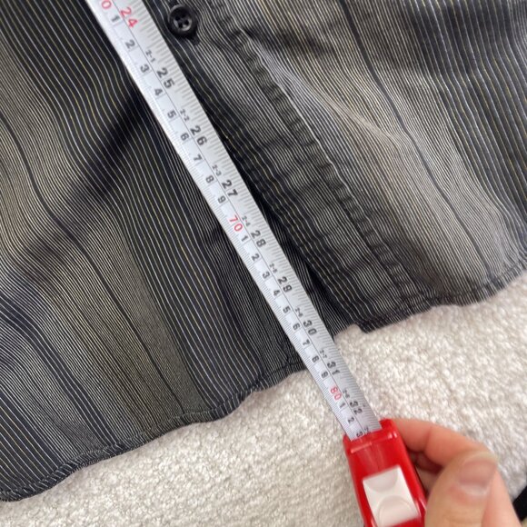 Y2K Clint Long Sleeve Button Up Shirt Grey Striped Trapstar Style Hip-Hop Men L - Picture 8 of 15